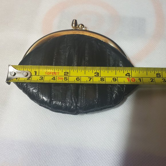 EUC Vintage Eel skin Coin Purse Twistlock Hardware Genuine Eelskin Black - Picture 3 of 8